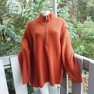 Old Navy Half zip Ribbed oversized comfy cozy Cotton Sweater Women